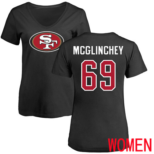 San Francisco 49ers Black Women Mike McGlinchey Name and Number Logo #69 NFL T Shirt->nfl t-shirts->Sports Accessory